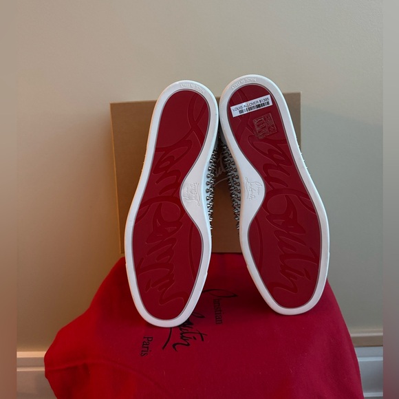 NWT Christian Louboutin Louis Allover Spikes Leather Sneakers in White, Size 10 - Picture 15 of 17